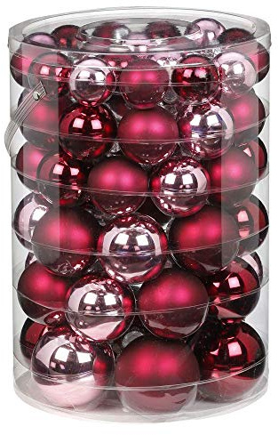 Inge-glas 60 St. Christbaumkugeln Glas 4cm 5cm 6cm 7cm Dose // Dekokugeln Christbaumschmuck Weihnachtskugeln Baumkugeln Baumschmuck Set 40mm 50mm 60mm 70mm, Farbe: Berry Kiss (Beere Glanz/matt)