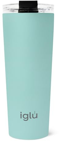 iglu Reusable Coffee Cup | Thermal Insulated Stainless Steel Travel Mug with Lid | Double Walled - Great for Hot & Cold Drinks | His & Hers Premium Eco-Friendly Gift (Ocean Teal, 20oz)