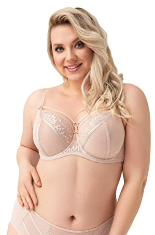 Selente My Secret K496 Reggiseno Donna a Coppa Morbida Curvy/Taglie Forti Coppe D-K con Salva bucato Incluso, Beige, IT 7D (EU 100D)