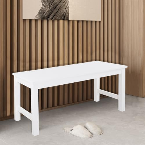 BTGGG Dining Bench, 90cm x 35cm x 45cm Wooden Dining Room Table Bench, Outdoor Indoor Home Kitchen Benches for Living Room Bedroom Hallway Patio Backyard, White