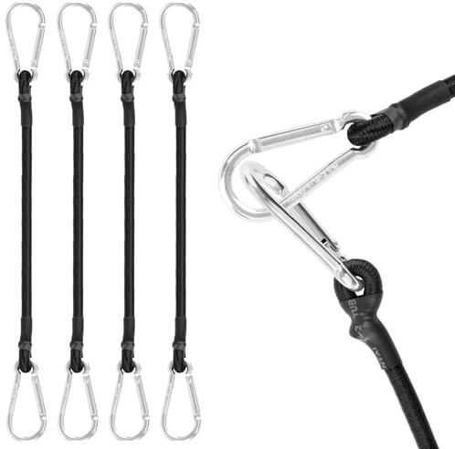 Akicderu Spanngummi mit Karabiner, 100 cm Expander mit Karabinerhaken, 4 Stück Spanngurte mit Haken, Starker Gepäckspanner, Gummispanner mit Haken für Gepäck, Camping und vieles mehr