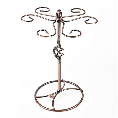 Wine Glass Holder, Goblet Holder Wine Glass Cup Rack Standing with 6 Hooks Stainless Steel Hanging Drinking Glasses Bar Storage (Color : Brass) (Brass)