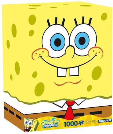 AQUARIUS Puzzle Bob l'éponge 25e anniversaire de 1 000 pièces (puzzle de 1 000 pièces) – Sans reflet – Ajustement précis – Produit sous licence officielle Bob l'éponge et objets de collection – 55,9 x