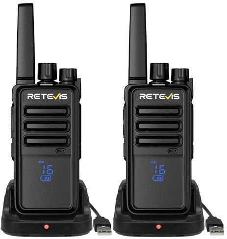 Retevis RT668H Walkie Talkie, Funkgerät mit Verstecktem Display, Wiederaufladbarer Typ-C 1200 mAh, VOX, Rauschsperre, Robust, Walki Talki für Familienreiten, Geschenk (Schwarz, 2 Stück)