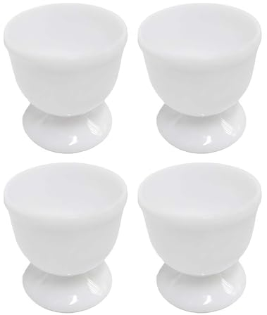 Egg Cups Set of 4, Lightweight Boiled Egg Holders Plastic Single Egg Stand Kitchen Gadgets Tools for Breakfast Party Dinning, White