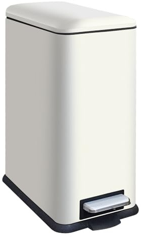 JM ·YIPENG Mülleimer Küche 30L, Schmaler Tretmülleimer mit Deckel, Edelstahl Küchenmülleime mit Inneneimer, Rechteckiger Abfalleimer für Küche, Bad, Schlafzimmer, Büro,Weiß
