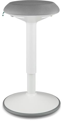 standup.Today Wackelhocker Ella (Weiß/Hellgrau) – Sitzhocker höhenverstellbar 55-80 cm – Ergonomischer Hocker für Büro & Zuhause – Bürohocker mit Schwingeffekt – Schreibtischhocker