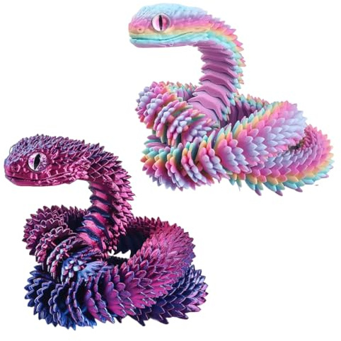 JAWUZ 2 piezas Impresión 3D Serpiente, Innovación Serpiente Juguete Móvil, Figuras Realistas de Serpiente, Decoración del Hogar y Juguete Educativo, Regalo para Adultos y Niños