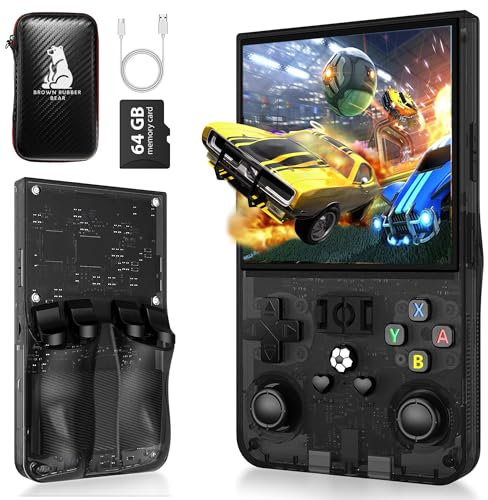 Brown Rubber Bear Consola Retro Portátil R36MAX con más de 15.000 juegos y Funda Protectora, Pantalla IPS HD de 4 pulgadas, 64 GB de Memoria, Batería de 4000 mAh hasta 6 h, Linux optimizado.