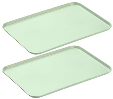 2 Stück Tablett Rechteckig Mittel Tablett Frühstückstablett Fast Food Tabletten Küche Hellgrün Teetablett Hellgrün Serviertablett Wiederverwendbar für Küche Café