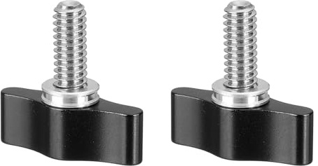 PATIKIL Clamping Screw Knob 1/4 x 1.14, 2Pcs Stainless Steel t Shaped Camera Thumb Screws for DSLR Flash Bracket Light Stand Adapter Action Sports Camera Mounting System, Black
