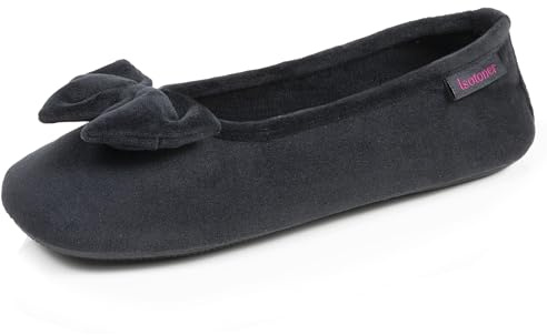 Isotoner Chaussons pantoufles Ballerines femme semelle ultra-souple, confortables, semelle à mémoire de forme, 37/38 EU, noir