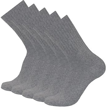Loemy Calcetines hombre Tenis, calcetines mujer para senderismo y zapatos de seguridad, calcetines de trabajo hombre IRGE Tennis Socks 5 pares, gris, 43-46