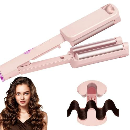 AEMCHDM 32MM Ferro Arricciacapelli per Onde, Ionica Ceramica Piastra Arricciacapelli, Onde Francesi Styling dei Capelli per Capelli Grandi Ricci Adatto (160℃-220℃)