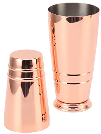 Aramox Cocktailshaker 304 Rostfritt Stål Boston Shaker Glänsande Kopparplätering Barmixer med 2 Tillbehör Diskmaskin Säker Skakskydd för Hemmabarfester Camping (Kopparplätering)