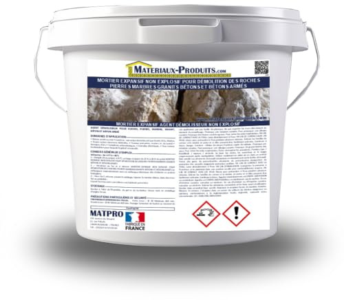 MATPRO - Mortier Expansif de Démolition Version Été - Alternative Non Explosive - Silencieux et Sans Vibration - Fragmentation Roches et Béton Armé - 15Kg