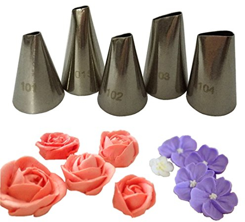 FantasyDay Decorazione Torte Set, 5 Pezzi Ugello in Acciaio Inossidabile Decorazione Pasticceria - Perfetto Bocchette Decorative Accessori per Torte,Cupcakes,Pasta di Zucchero,Biscotti e Pasticceria