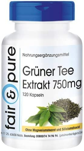 Fair & Pure® - Grüner Tee Extrakt 1500mg - 120 Kapseln - Polyphenole + Catechine + EGCG - vegan
