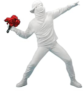 Scultura Moderna Design, Statua Banksy in Resina Ragazzo Lancio di Fiori Statuette Decorative Casa Moderne Creativa Figura Ornamento per Soggiorno Ufficio