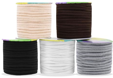 Mandala Crafts Neutral Soft Replacement Drawstring Cords for Sweatpants Bags - Piping Cord for Sewing Upholstery - 100 Yds 3mm Cotton Cording Macrame Rope Corset Strings