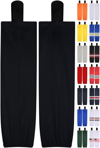 Exxact Sports Mesh Hockey Socks - Dry Fit Breathable Ice Hockey Socks for Men, Boys, Youth & Adult Players with Stay Up Fit (Large, Black)