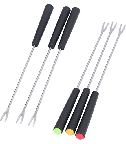 6 Piece Fondue Fork Set, Stainless Steel Sturdy and Fruit Dessert Forks Approx Length 23cm Approx. Weight 79g for Cake Chocolate Fruit Cheese Fondue