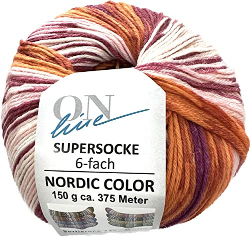 ONline Supersocke 6-fach 150g Sort. 328 Nordic Color 2772 - Orange-Rot