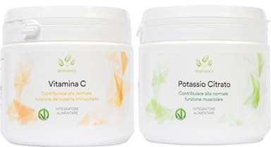 Benessence - Vitamina C in polvere e Potassio Citrato in polvere solubile - 2 barattoli da 500g