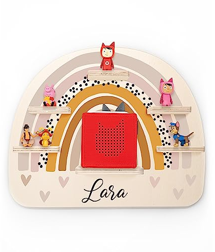 Personalisiertes Tonie Regal und Schutzfolie - Magnetisches Wandregal Kinderzimmer Dekoration - Praktisches Geschenk für Kinder - Toniebox Regal für Tonie Figuren mit Aussparung für Ladegerät