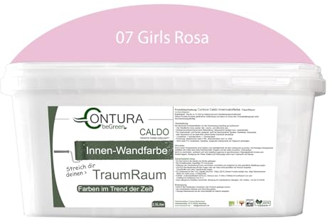 Contura Caldo 2,5 Liter Wandfarbe 35 Farben Deckenfarbe Contura Hohe Profi Deckkraft Klasse 1 (07 Girls Rosa)
