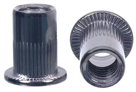 NAJDER Écrou à Rivet Acier Inoxydable Cranté M8, Écrous à Sertir Aveugles à Tête Plate M8x16 mm, 100 Pièces, Assortiment de 100 Écrous à Riveter Fileter, A2-AISI 304