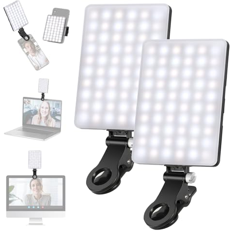 NEEWER Basic 2 Selfie Licht mit Telefon Klammer vorne und hinten, 95+ CRI Telefon Videolicht mit 3 Modi, wiederaufladbare 2000mAh Streaming Licht für Tablet/Laptop Zoom TikTok Fill Light NL 60AI
