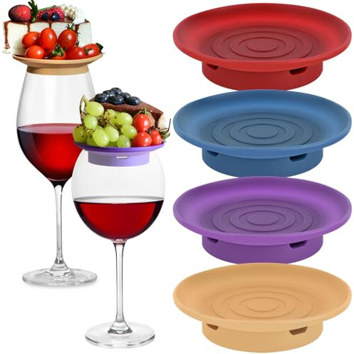 Lot de 4 décorations de verre à vin rouge - En silicone - Réutilisables - Pour desserts et boissons - Accessoires de fête