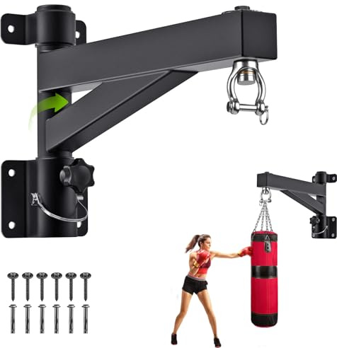BeneLabel Support de Sac de Frappe, Fixation Murale Suspendu pour Sac de Boxe Crochet Pivotant à Roulement Silencieux pour Gymnastique Intérieure et Extérieure, 800lbs Capacité / 43cm Longueur