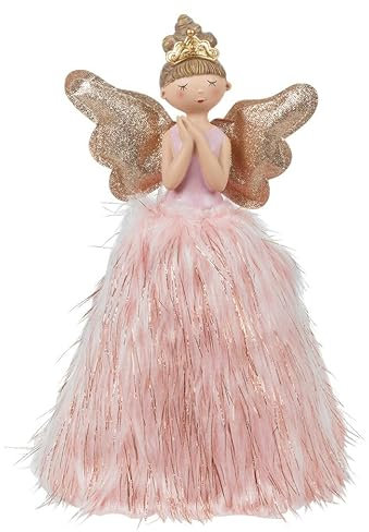 URBNLIVING 38cm Pink Angel With LEDs Lights Christmas Holidays Novelty Fairy Art Ornament Bedroom & Home Xmas Tree Topper For Holiday Décor
