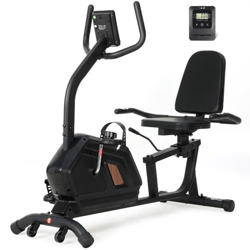 ISE Bicicletas Estáticas con 8 Niveles de Sistema magnético, Respaldo para Sensor de Pulso y Pedaleo silencioso,Ruedas de transporte,Bicicletas Estáticas Reclinadas para Ejercicios de Recuperación