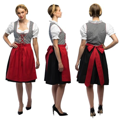 Boland - Costume bavarese, set di costumi con dirndl, camicetta e grembiule, costumi in maschera da donna per carnevale e festa della birra