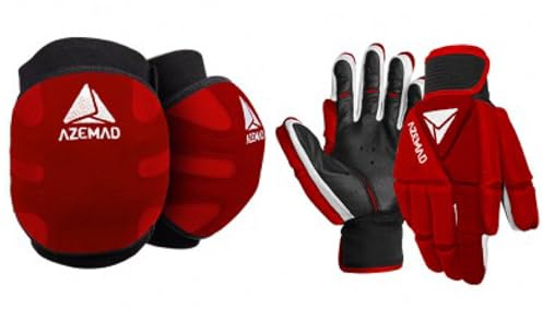 L'Estel Skates - Azemad - Pack de Guantes+Rodilleras Azemad Eclipse - Par de Guantes más par de Rodilleras para Jugador de Hockey Patines - Hockey Patines (Rojo, XS)