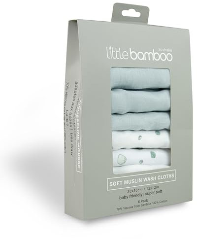 Little Bamboo Lot de 6 chiffons de toilette en mousseline de bambou Gris