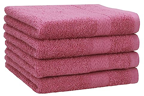 Betz 4 Stück Strandtücher Duschtücher Set Größe 70x140 cm Duschhandtuch Badetuch Strandtuch Handtuch Premium 100% Baumwolle Farbe Beere