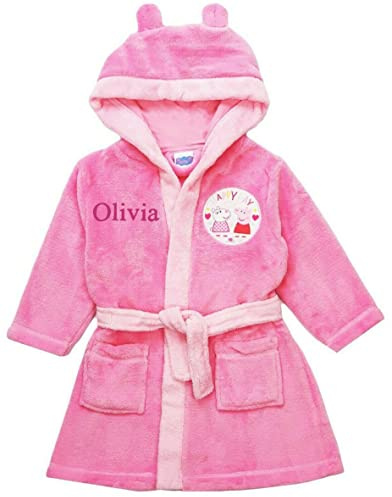 Girls Personalised Peppa Pig Dressing Gown Character Nightwear (3-4 Years, Peppa Pig - Robe)