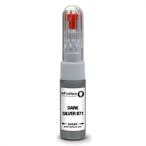 SD COLORS Kit de réparation de stylo de retouche de peinture argenté foncé 871 compatible avec BMW/Mini - 20 ML - Code couleur 871 - Argent foncé