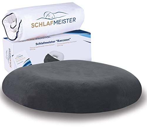 Schlafmeister Raccoon sittdyna – tillverkad i Europa – termoreglerande stol sittdyna ortopedisk (44 x 42 x 8 cm) sittring har en smärtreducerande effekt