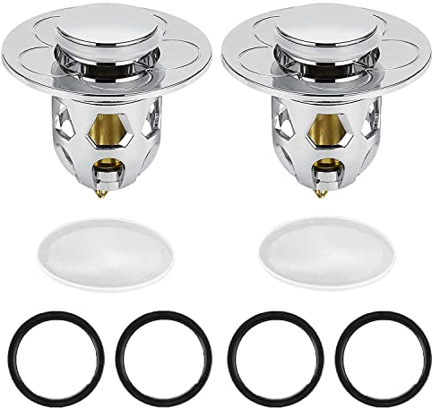 WACH AUF 2 Stück Abflussstopfen Waschbecken Mit 4 Silikonringen Waschbeckenstöpsel Pop Up Universal Anti Clogging Abflusssieb Haare für Waschbecken, Badewannen, Küche（34-40mm）