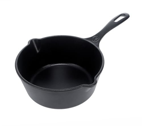 Victoria Emaillierte Tiefe Gusseisenpfanne Induktion 20cm Bratpfanne Geeignet für Feuer, Grill, Backofen, Glaskeramik, Gas, Cast Iron Skillet, Toxic Free Kochgeschirr ohne PTFE oder PFOA