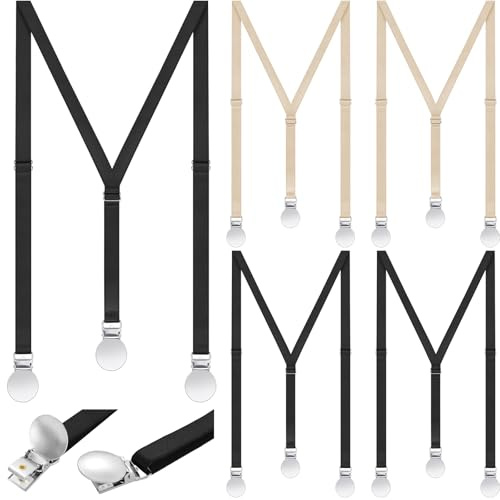 Sintege 4 Pcs Women Suspenders Hidden Thin Suspenders Under Clothes Adjustable Y Back Braces for Woman(Black, Beige)