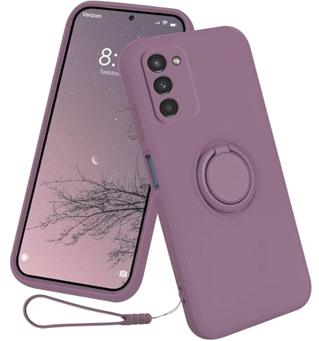 CAIOUS Silikon Hülle für Samsung Galaxy A55 5G(2024 6.4 Zoll),Ring Case 360 Grad Halter Ständer handyhülle mit Band Kette innem Microfaser Magnetischen Autohalterungen Cover (Lila)
