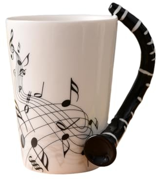 CosyCaya 240Ml, de CeráMica de MúSica Creativa Lindas Tazas y Tazas de Café Té Leche con Asa Regalos Novedad, Clarinete