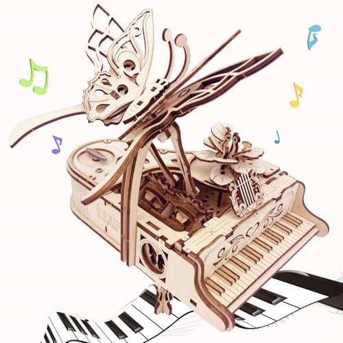 3D Wooden Puzzle for Adults - Piano Diy Music Box Wood Model Kits Construction Craft Kits Mechanical Jigsaw Puzzles for Age 14+ years old