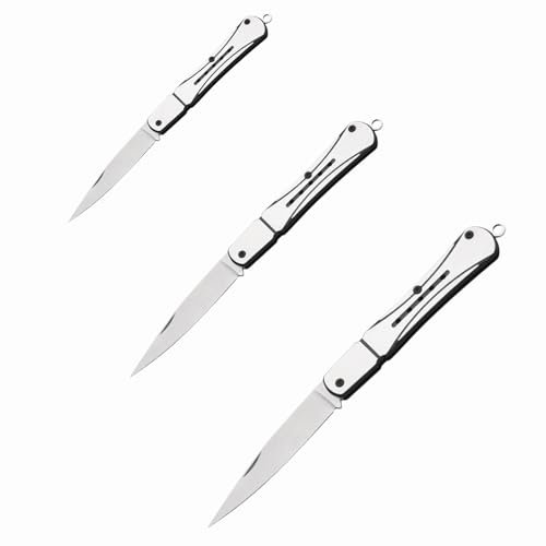 3 Stück nicht verriegelbares, faltbares Multifunktions-Schneidwerkzeug aus Edelstahl, Taschenmesser, EDC-Messer zum Öffnen von Kisten, geeignet für Camping, Wandern, Jagen, Angeln usw.